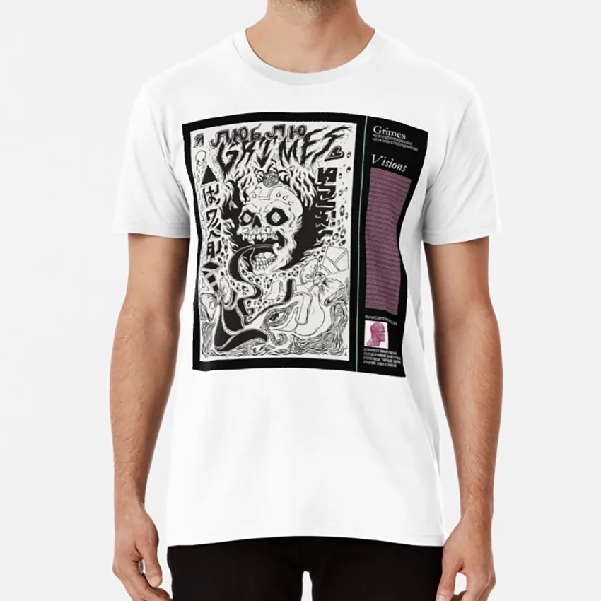 Grimes - Visions Cover T-Shirt Grimes Claire Afslappede Street-Wear Mænd/Kvinders Mode Hip Hop Cool T-Shirt Xxxtentacion
