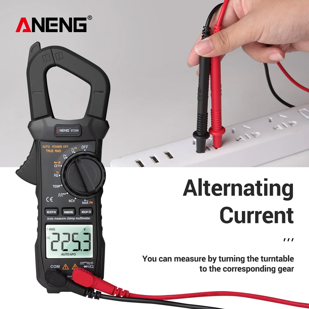 ANENG ST209 Digital Clamp Meter Multimeter 6000counts True RMS-Mini Amp DC/AC-Clamp Meter voltmeter 400v Automatisk Udvalg