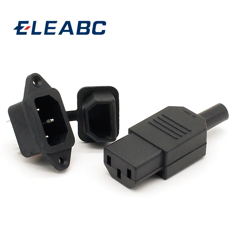 Nye engrospris Sort IEC 320 C13 Kvindelige Plug+C14 hanstik Rewirable strømstik 3pin Stik 10A /250V