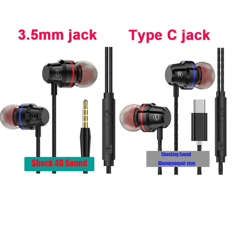 3D Stereo Lyd Hovedtelefoner auriculares type-c I-Øret Sport Ørepropper med mic-3,5 mm Headset-fone de ouvido for xiaomi iPhone 6 5 4 4s