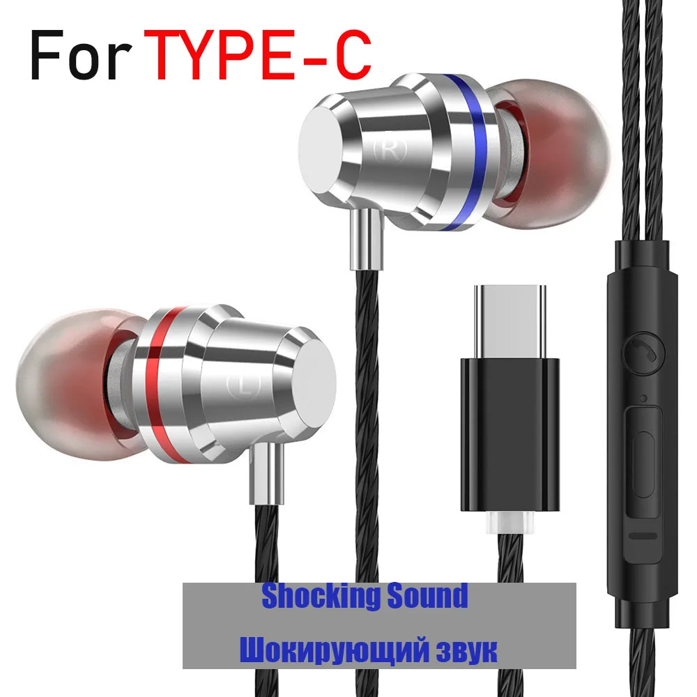 3D Stereo Lyd Hovedtelefoner auriculares type-c I-Øret Sport Ørepropper med mic-3,5 mm Headset-fone de ouvido for xiaomi iPhone 6 5 4 4s