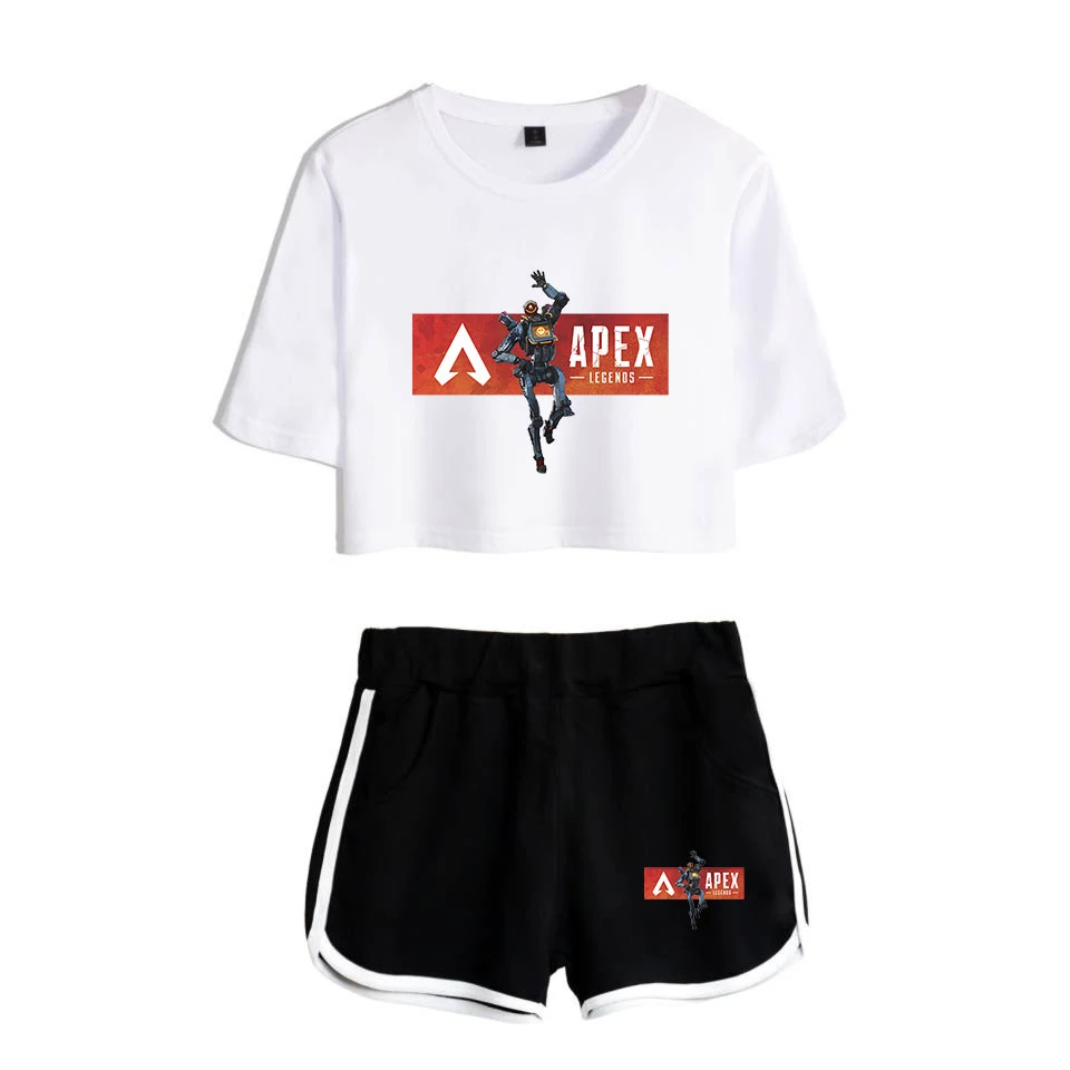 Luckyfriday Apex Legender Leisure Suit Blød Rund Krave T-shirt med O-hals og Korte Bukser Kpop 2019 Nye Stil, Casual Tøj