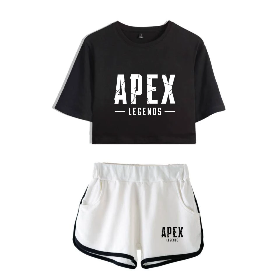 Luckyfriday Apex Legender Leisure Suit Blød Rund Krave T-shirt med O-hals og Korte Bukser Kpop 2019 Nye Stil, Casual Tøj