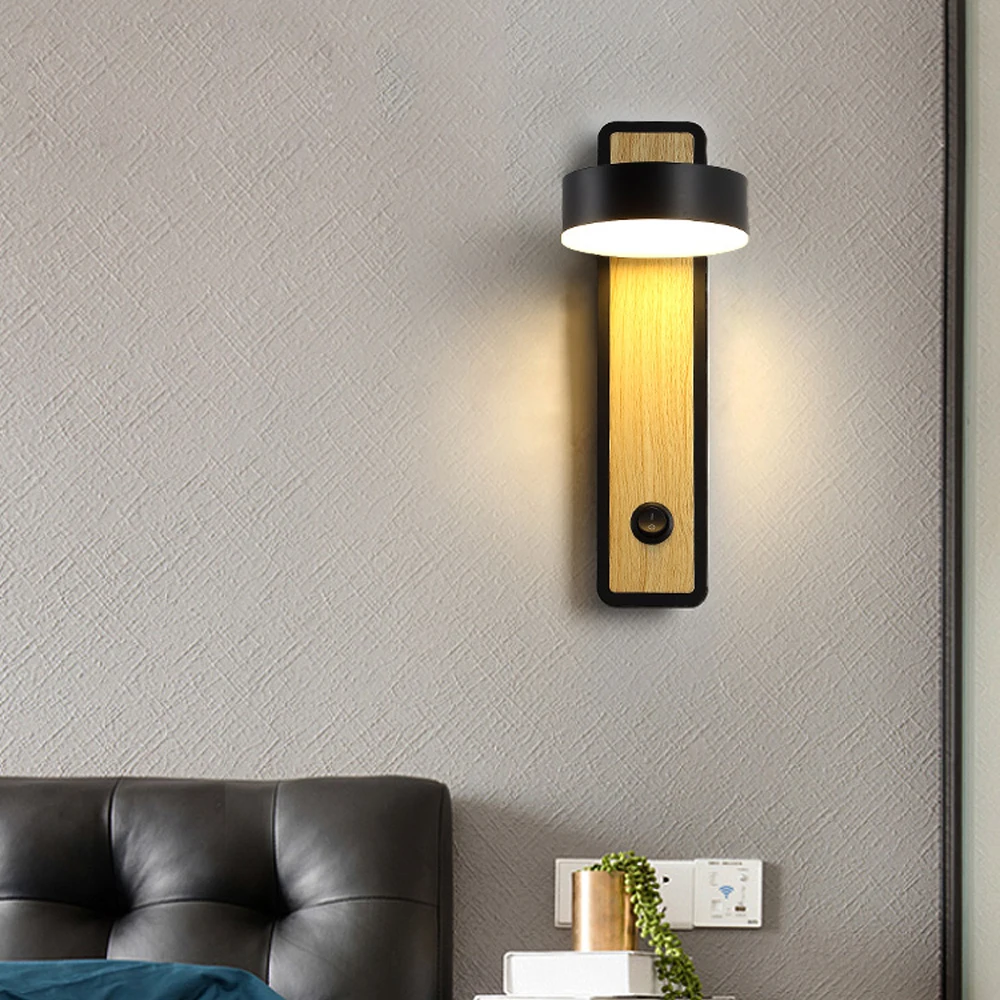 Nordisk LED-væglampe med afbryder 5W Moderne Indendørs væglampe Soveværelse Stue læselampe Hjem Dekoration Belysning