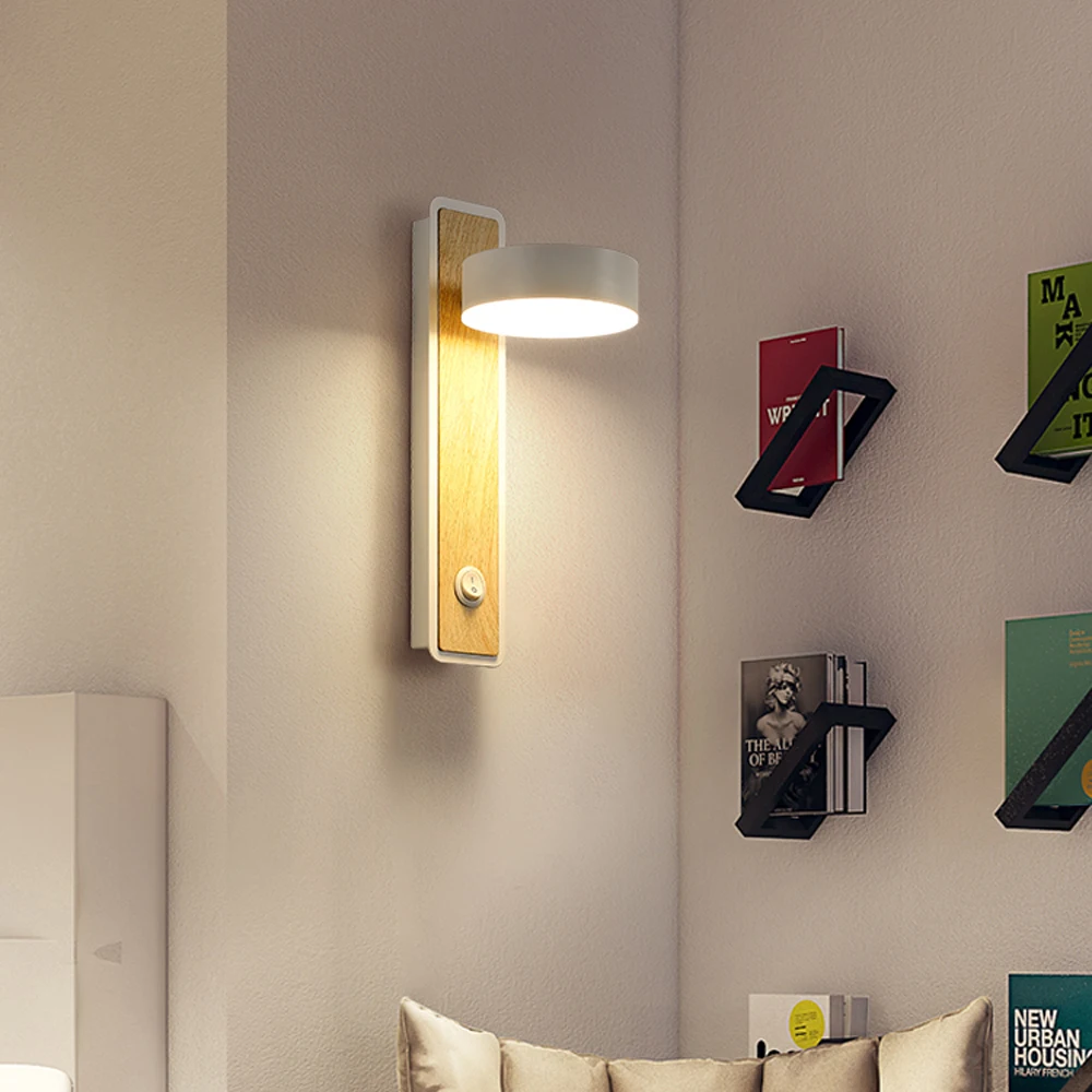 Nordisk LED-væglampe med afbryder 5W Moderne Indendørs væglampe Soveværelse Stue læselampe Hjem Dekoration Belysning
