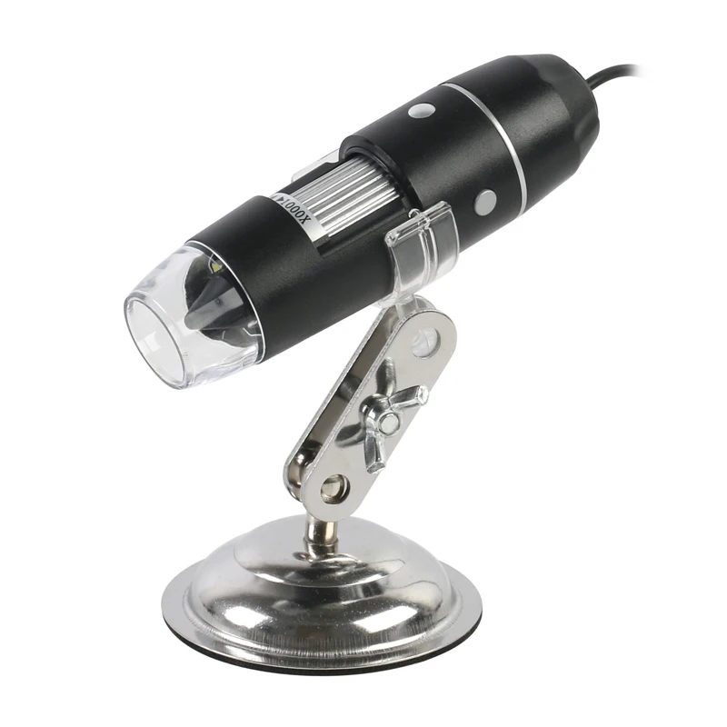 1X - 1000X Digital USB-Interface Elektronisk Mikroskop, Lup 8stk at Berøre LED-Belysning + Metal Beslag Stå