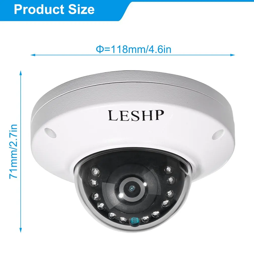 LESHP HD POE IP-Bullet Kamera Udendørs Vandtæt Sikkerhed Kamera Day/Night Vision, Motion Detection, Intelligent Alarm