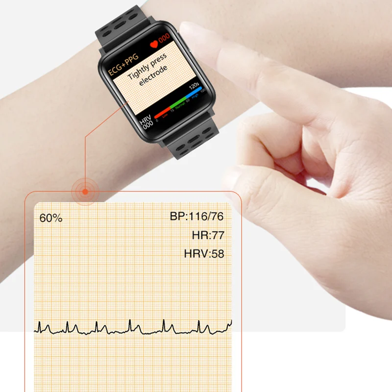 KAIHAI H69 EKG-PPG SpO2 HRV fitness sundhed smart ur mænd elektronisk måling af blodtryk pulsmåler smartwatch