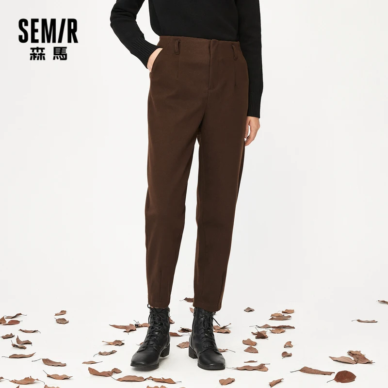 Tilbud Semir kvinder 2021 nye løs straight-ben casual bukser efterligning bedstemor bukser og vinteren tynd gulerod bukser | Bunde > www.ribus.dk