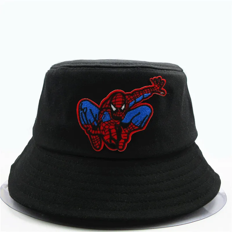 LDSLYJR Tegnefilm Spider mand broderi bomuld Bucket Hat Fiskeren Hat til udendørs rejse hat Solen Cap Hatte til mænd og Kvinder 251