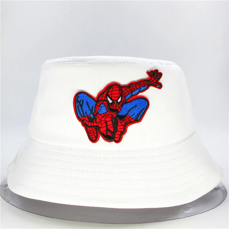 LDSLYJR Tegnefilm Spider mand broderi bomuld Bucket Hat Fiskeren Hat til udendørs rejse hat Solen Cap Hatte til mænd og Kvinder 251