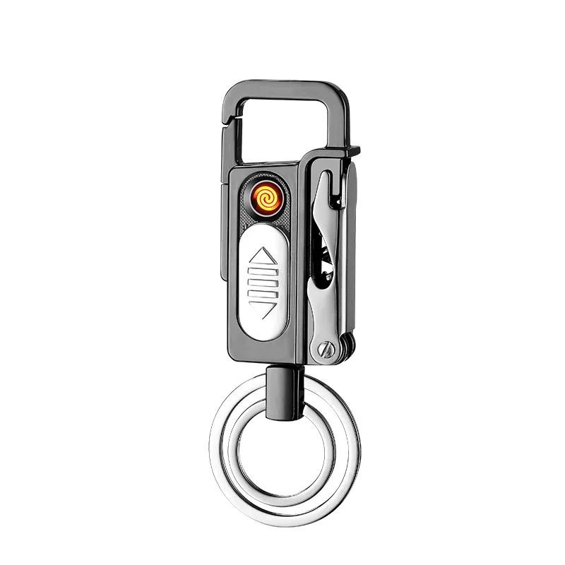 USB-Nøglering LED Lettere Udendørs Vindtæt Metal Multifunktion Opladning Lighter med Øl, Vin Proptrækker Gadgets For Mænd