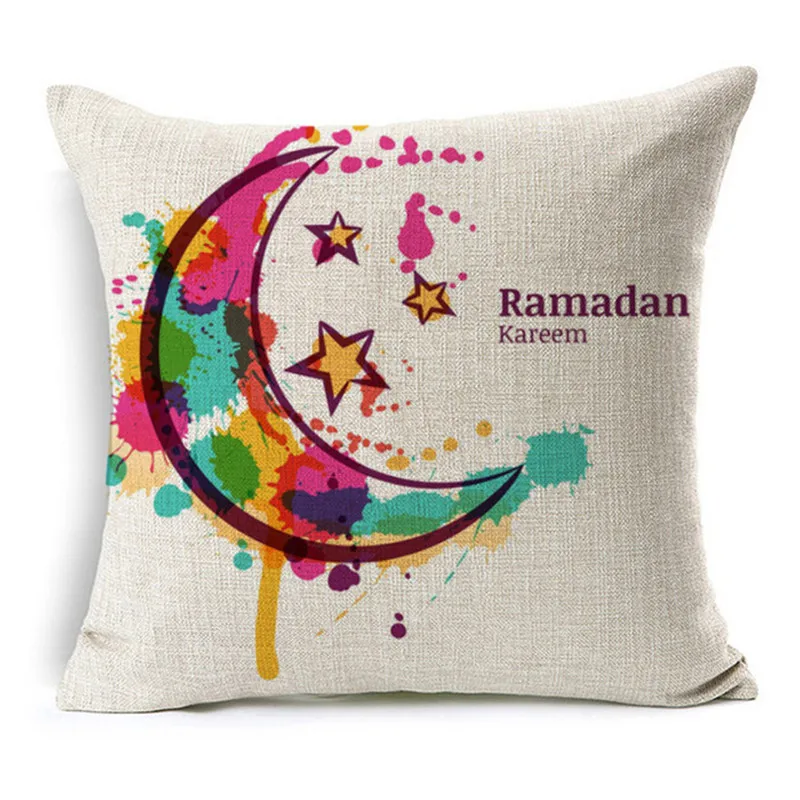 Nye Ramadan Kareem Eid Mubarak Malet Pudebetræk Akvarel Månen, Stjerner Lanterne Moské Pude Dække Bomuld, Linned, Pude Tilfælde