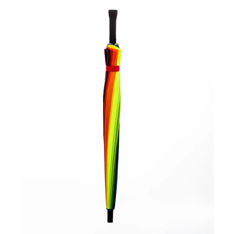 24K Rainbow Stor Paraply Vindtæt Mænds Læder Lange Håndtag Kriger Paraply Kvindelige Solrig Og Regnfuld Paraply med Skulder Taske