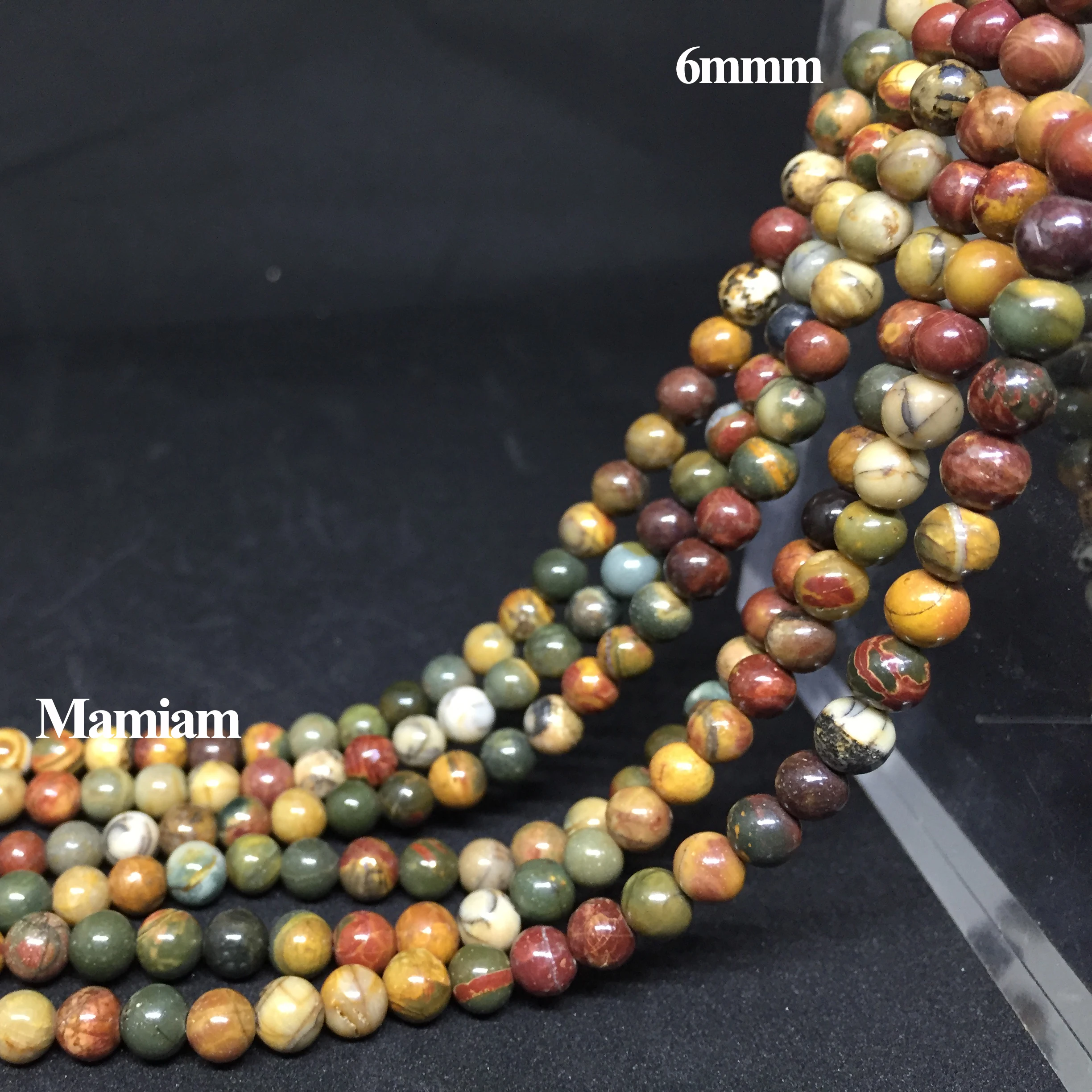 Mamiam Naturlige Picasso Jaspis Perler 6-10mm Glat Rund Løs Sten Diy Armbånd Halskæde Smykker at Gøre Gemstone Gave Design