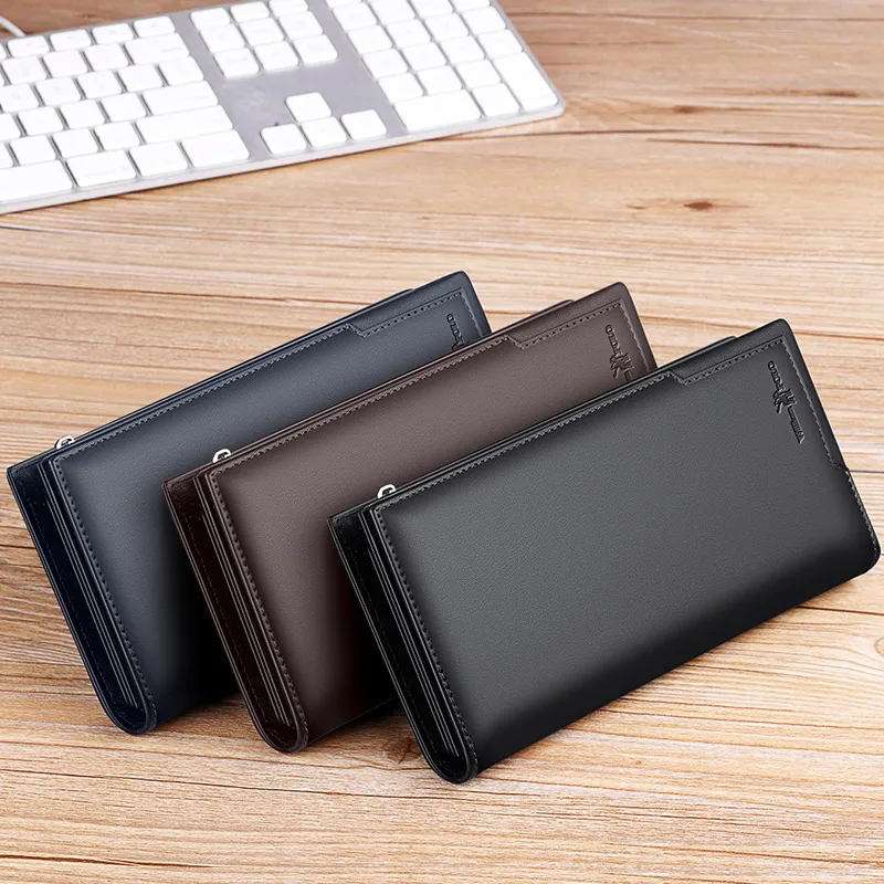 WILLIAMPOLO ' s nye tegnebog mænds lange mænds læder-kort, taske, stor lynlås pung business clutch taske