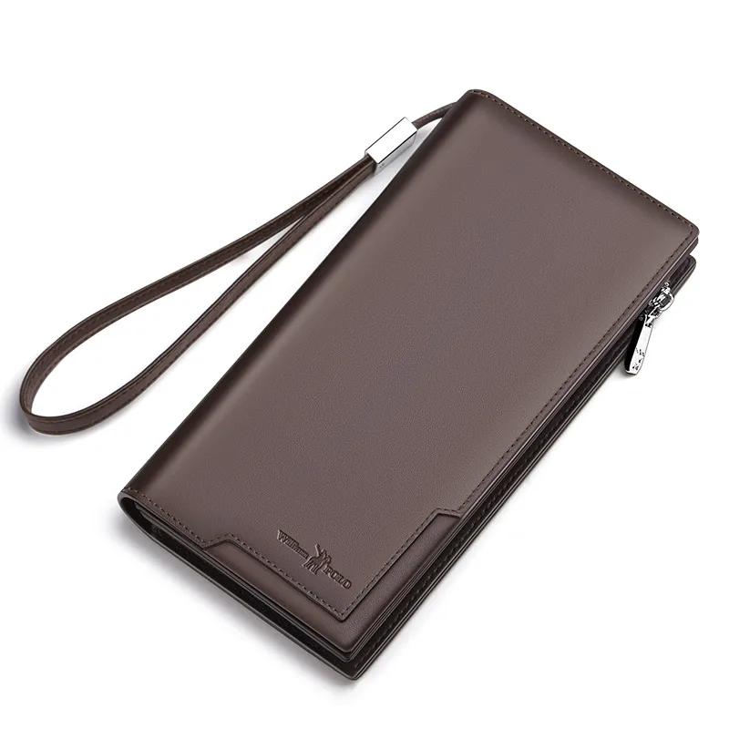 WILLIAMPOLO ' s nye tegnebog mænds lange mænds læder-kort, taske, stor lynlås pung business clutch taske