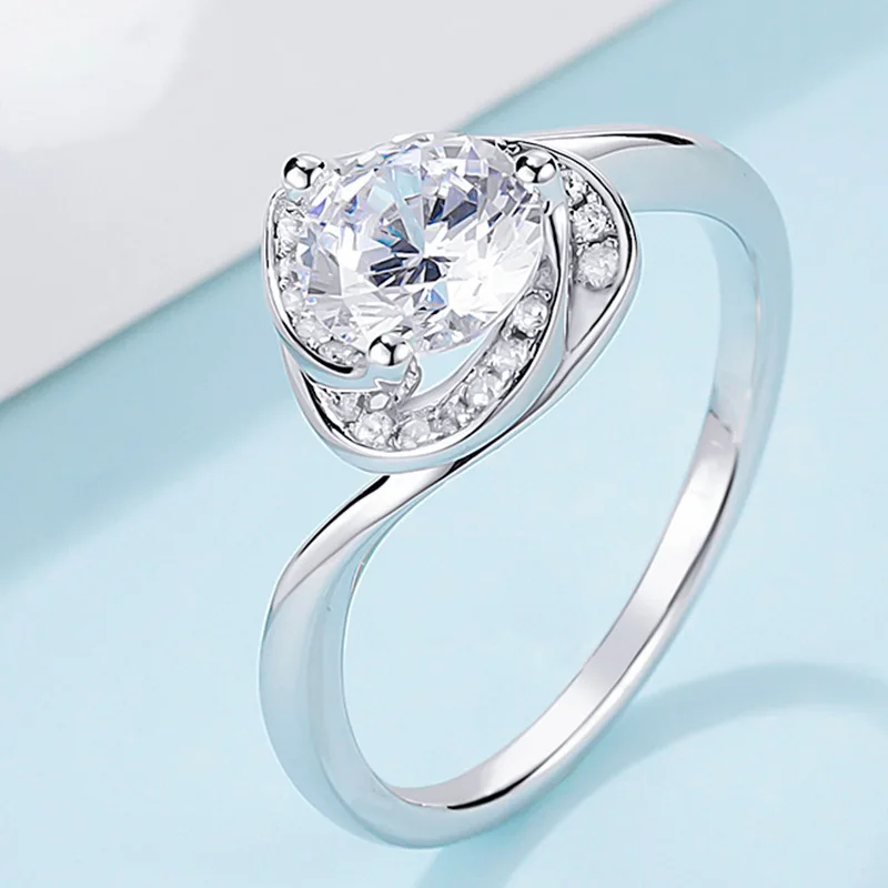 BK 1ct Moissanite Ring i Ægte Sølv Hjerte Form Hvid/Gul/Rosa Guld Diamant Ringe Mode Kæreste Gave Smykker Til Kvinden
