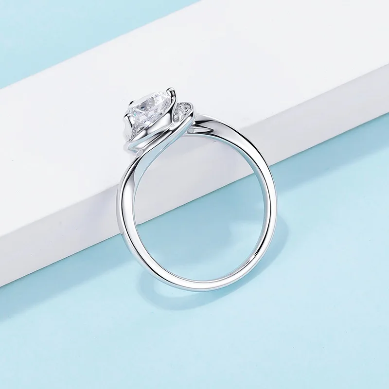BK 1ct Moissanite Ring i Ægte Sølv Hjerte Form Hvid/Gul/Rosa Guld Diamant Ringe Mode Kæreste Gave Smykker Til Kvinden