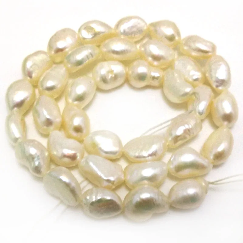 16 inches 8*12mm Naturlige Hvidt Barqoue Ris Nugget Pearl Løs Strand