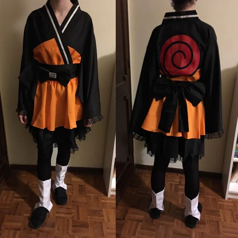 Voksne/børn Naruto Uzumaki Cosplay Kostume Akatsuki Lolita Nederdele Kvinder, Piger Halloween Akatsuki Kimono Kjole