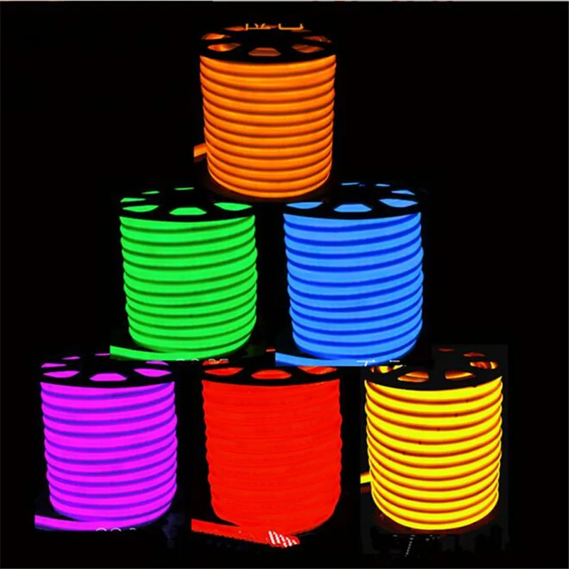 50m/Rulle RGB LED Neon Flex Light 4 - ledninger Med 80led/m AC110V 220V 240V DC12V RGB LED Flex Rør Lys CE-RoHS-Gratis Fragt