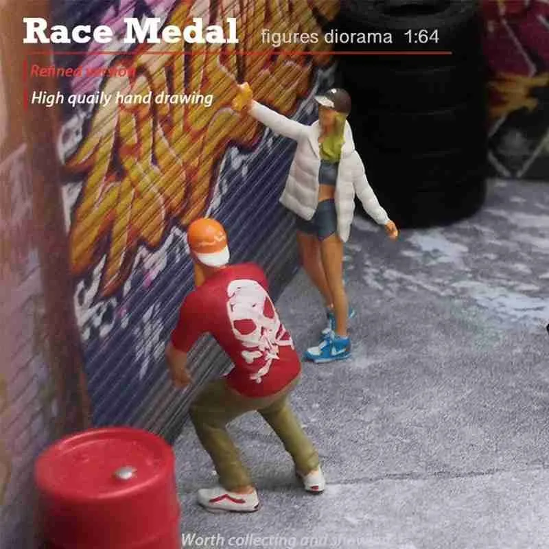 Racemedal 1:64 skala Tal Diorama Graffiti Baseball Caps Edition Begrænset B8J8