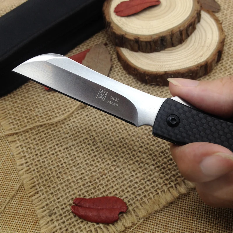 Bedste Japan razor D2 stål folde kniv udendørs utility lomme Knive jagt EDC håndværktøj kulstof fiber håndtag fast knive