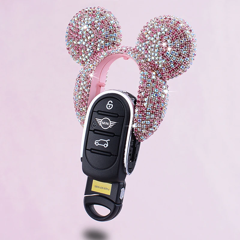 Bil Nøglering-Tasten Dække Sagen Diamond Crystal Key Protector Dekoration Til Mini Cooper One S JCW Clubman F54 F55 F56 F60 Contryman