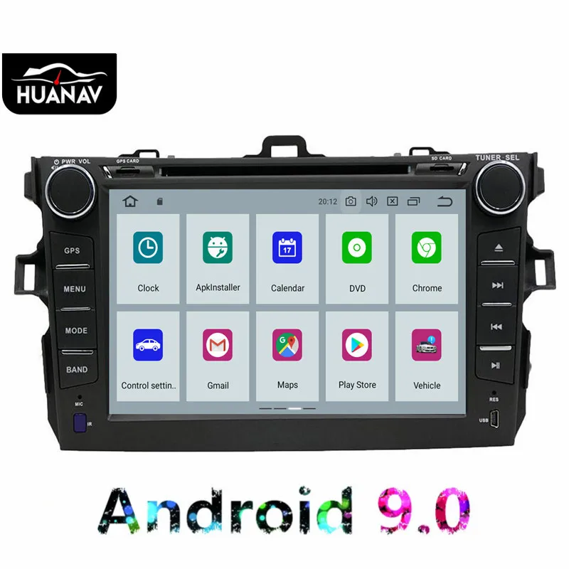 Nyeste Android9.0 Bil DVD-afspiller GPS-navigation Til Toyota Corolla 2007-2013 bil Radio afspiller Multimedie hoved uint tape recorder