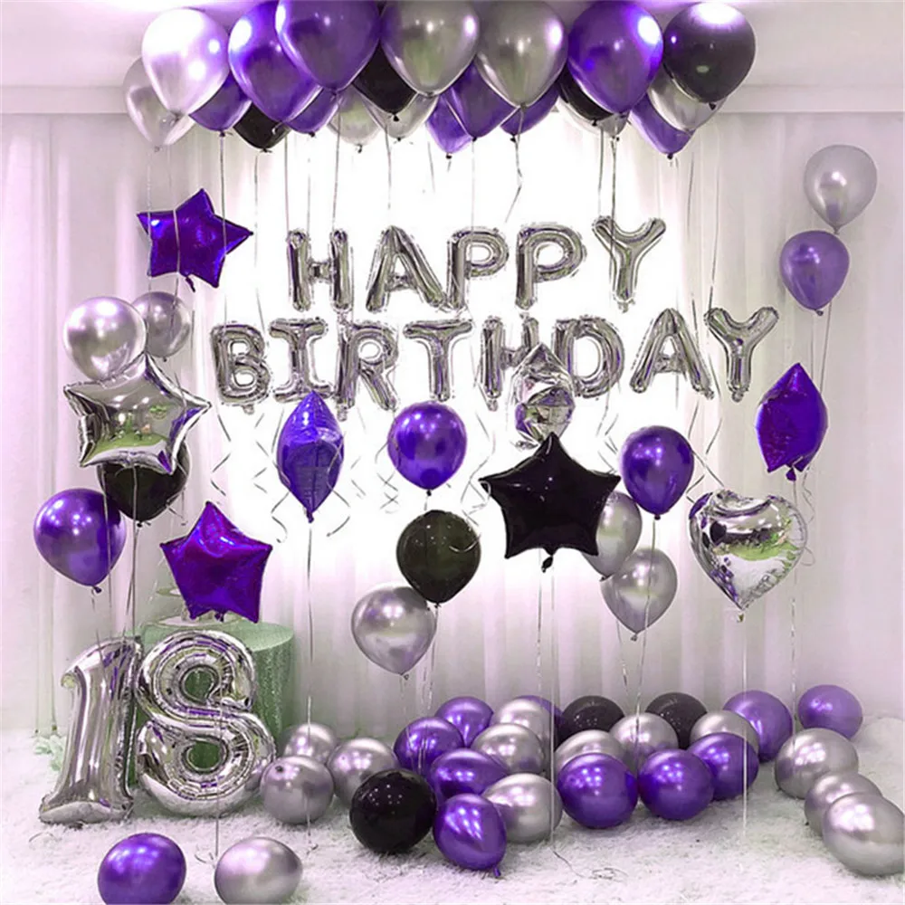 1 sæt Guld Sølv Metal Latex Balloner 16 18 21 30 40 årrække på 50 års Nummer Happy Birthday Anniversary Party Indretning Voksen Ballon Globos