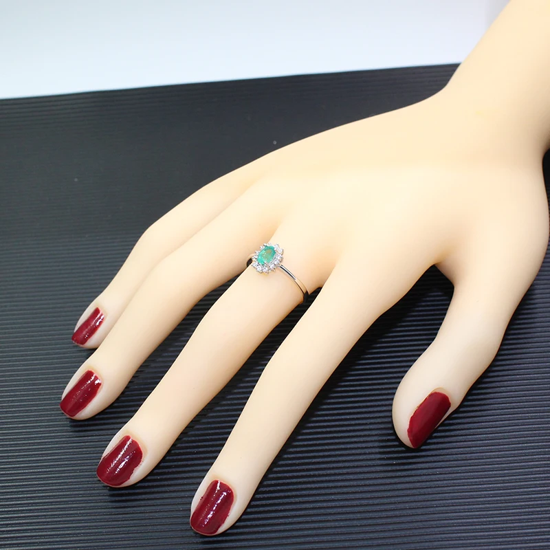 Klassisk Diana, Princess Wedding Ring Naturlige Smaragd-Ædelsten Ring 4*6mm 0.5 Ct Smaragd Massiv 925 Sterling Sølv med Smaragd Smykker