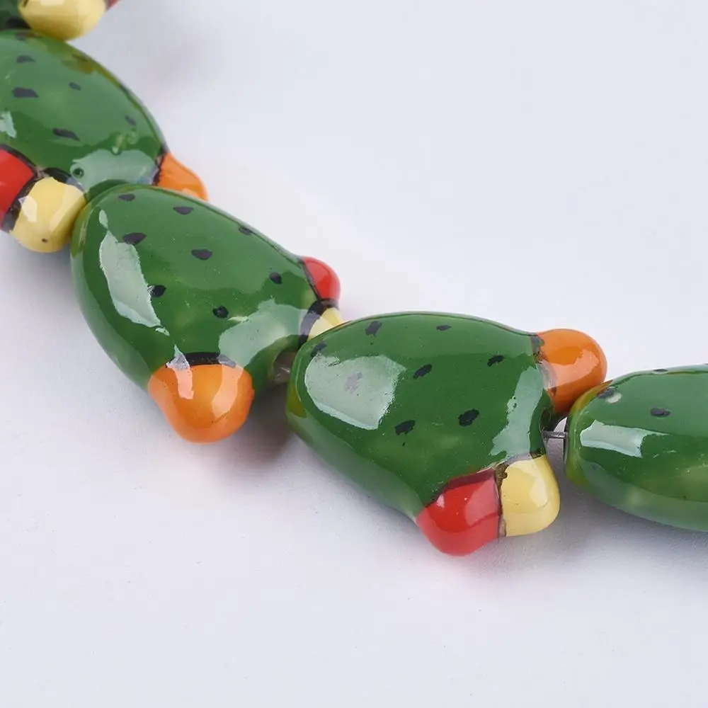 Pandahall 10stk 21x19x9mm Kaktus Perler, Håndlavet Porcelæn Keramiske Perler Løse Perler til gør det selv Smykker at Gøre Håndværk Blandet Farve