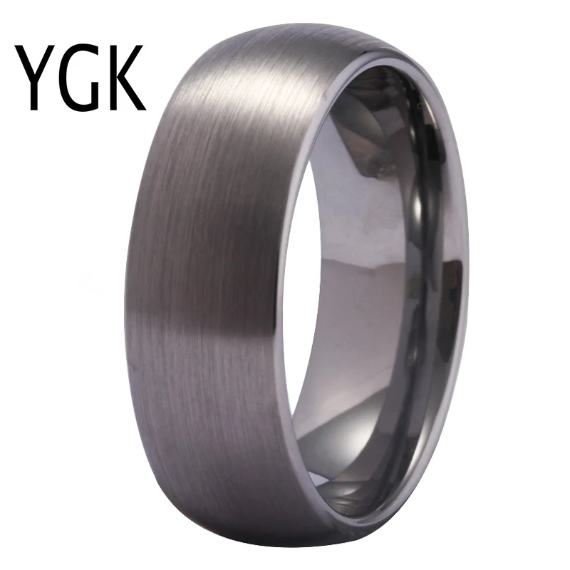 YGK Bryllup Smykker Ring for Kvinder Klassiske Matte Dome Sølv Wolfram Ringe til Mænd, Engagement, Jubilæum Ring mænd kvinder Gave