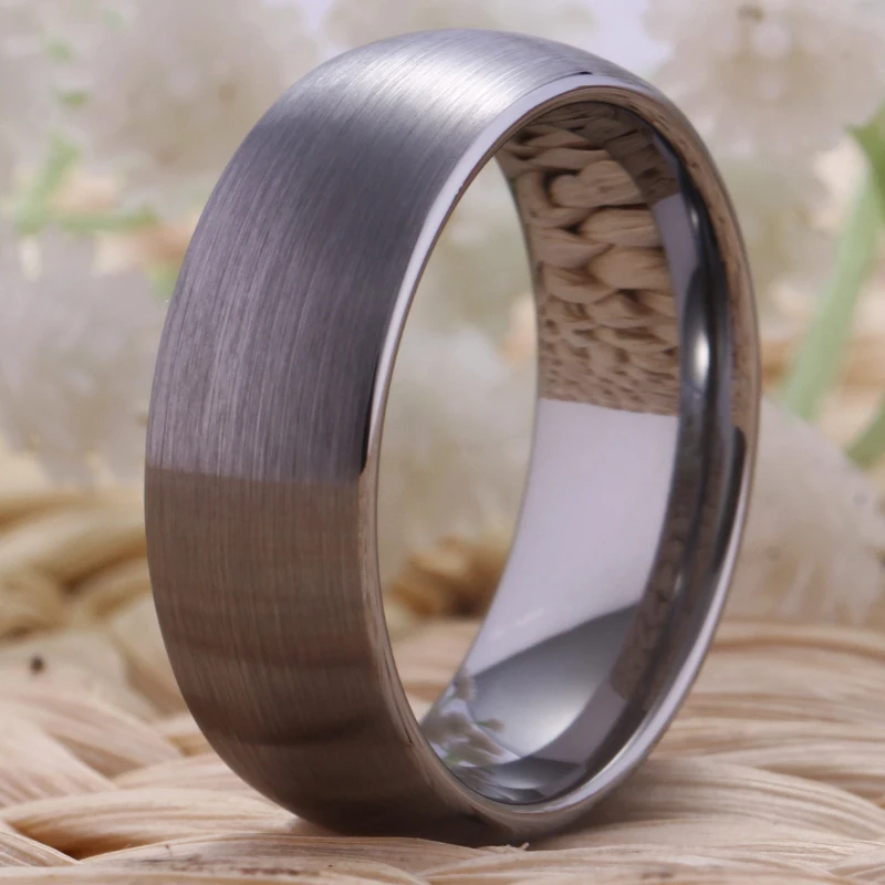 YGK Bryllup Smykker Ring for Kvinder Klassiske Matte Dome Sølv Wolfram Ringe til Mænd, Engagement, Jubilæum Ring mænd kvinder Gave