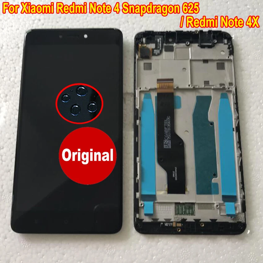 Original Sensor For Xiaomi Redmi Bemærk, 4X Note 4 Globale Version Fuld LCD-Skærm Touch screen Digitizer Assembly + Ramme Note4X