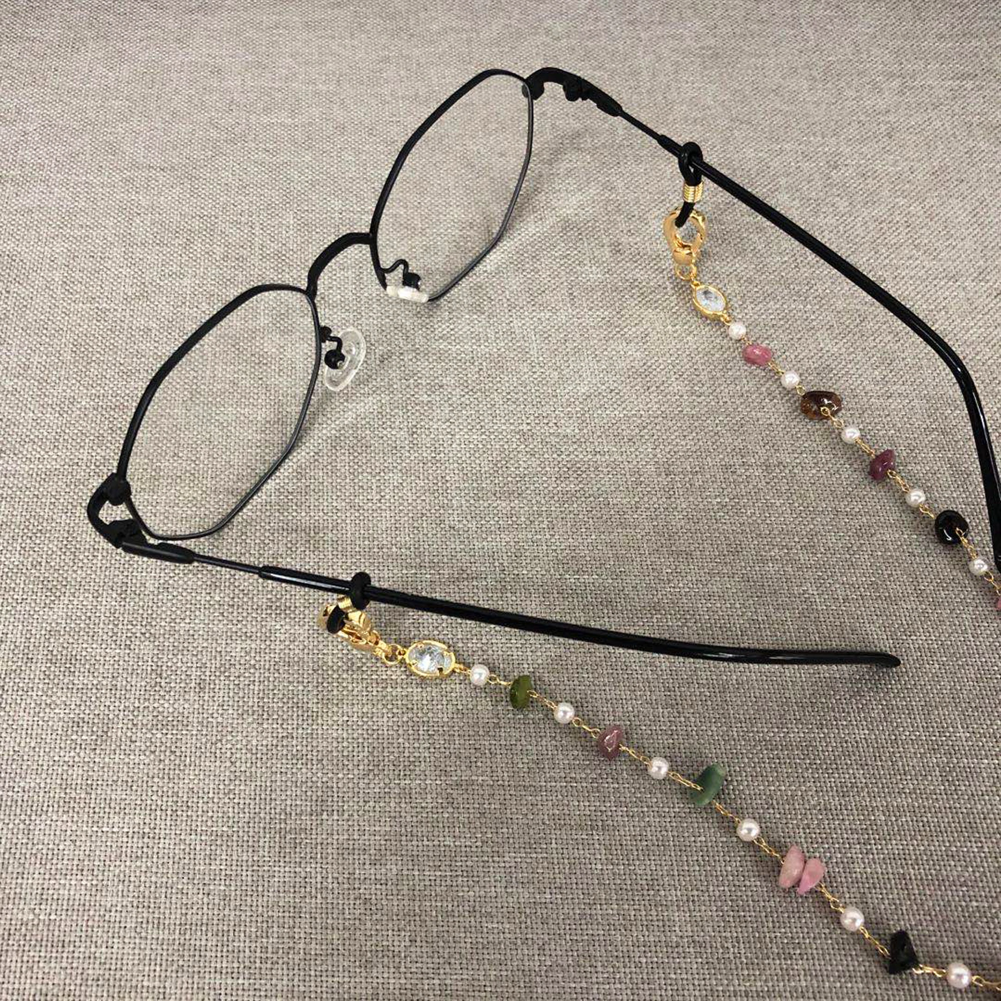 Sanying M83207 solbriller tilbehør perler til smykkefremstilling 18k forgyldt med 0,3 micron diy maske kæde 75cm/masse