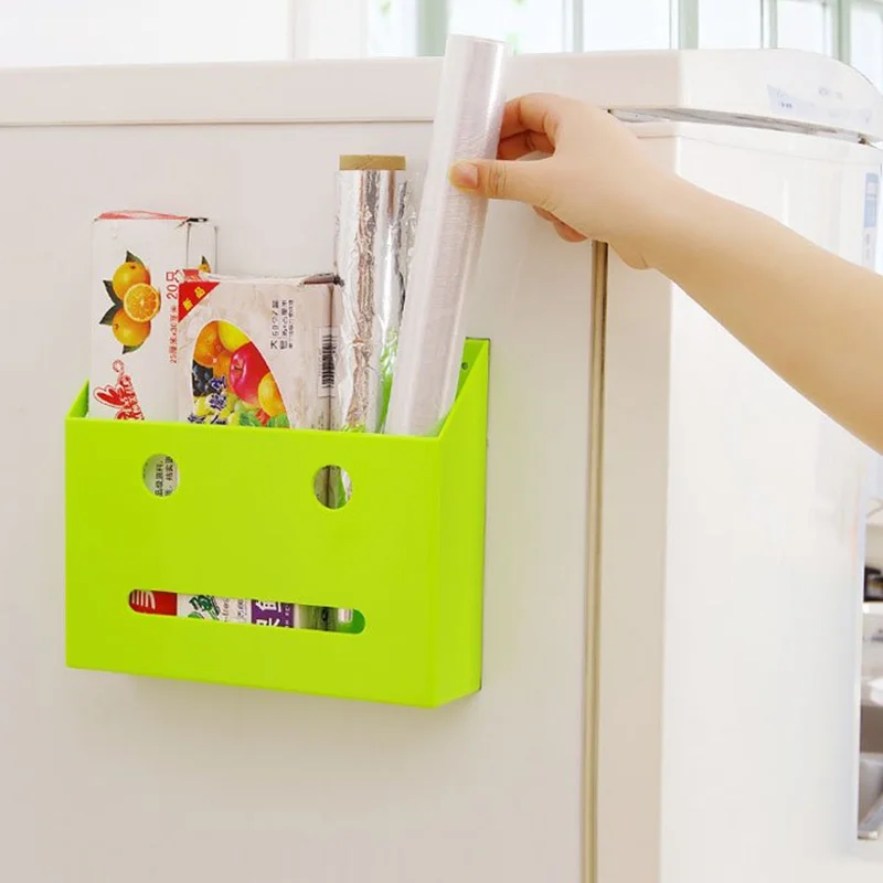 Selvklæbende plast oplagring rubrik arrangør vægmonteret køkkenrulle roll holder kabinetter husholdning diverse væggen storage rack
