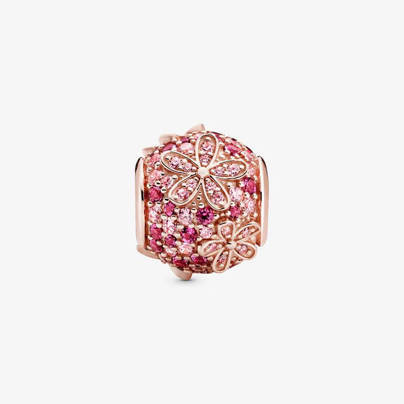 2020 Spring Nye 925 Sterling Sølv Perler Pink Bane Daisy Blomst Charms passer Oprindelige Pandora Armbånd Kvinder DIY Smykker