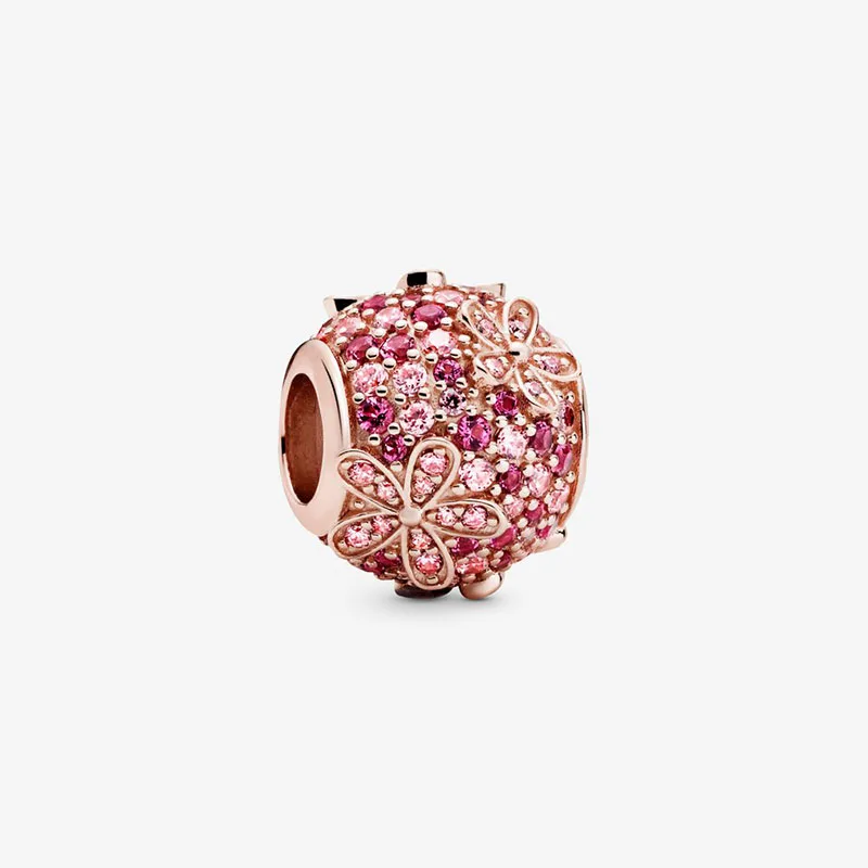 2020 Spring Nye 925 Sterling Sølv Perler Pink Bane Daisy Blomst Charms passer Oprindelige Pandora Armbånd Kvinder DIY Smykker