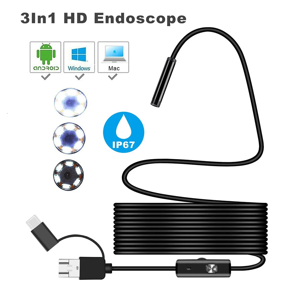 7,0 mm Endoskop Kamera HD-Type-c USB Endoskop med 6 LED 1/2/3.5 M Hård Blød Kabel-Vandtæt Inspektion Endoskop til Android