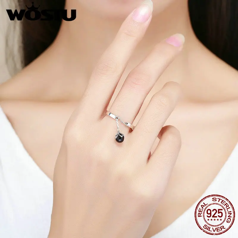 WOSTU NYE Ægte 925 Sterling Sølv Tårer Af Blomster Justerbare Ringe til Kvinder Mode S925 Sølv Smykker Gave DXR314