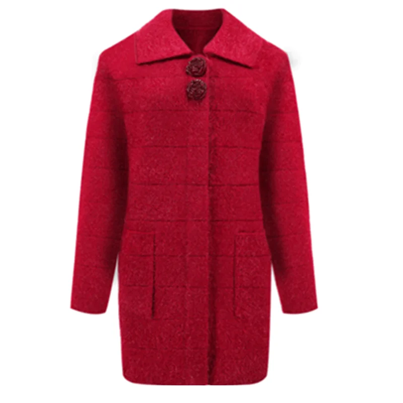 UHYTGF Sweater kvinders luksus mohair strikket cardigan Kvinder foråret efteråret trøjer, jakke koreanske løs 4XL plus size frakker 1258