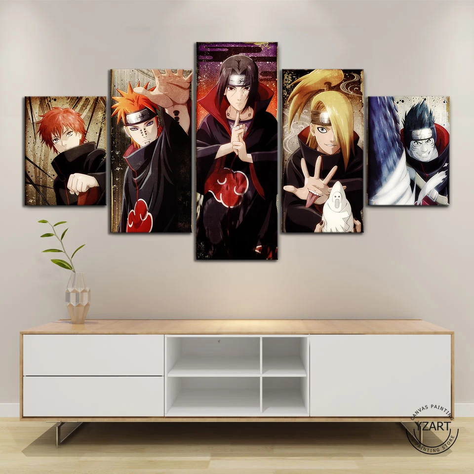 5pcs Akatsuki NARUTO Anime Plakat HD Væggen Billedet Lærred Maleri til stuen Indretning