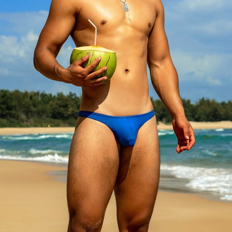 Solid tight lav talje g-streng badetøj mænd sexet badetøj mænd swim trunks gay-bikini svømning shorts forskellige penis pouch size
