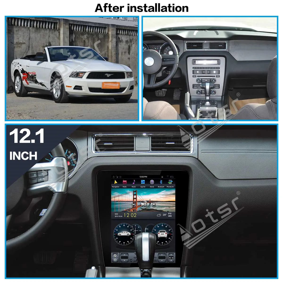 128GB For Ford Mustang Android-Radio, båndoptager 2010-Car Multimedia Afspiller Stereo-hovedenheden PX6 Tesla GPS Navi Autoradio