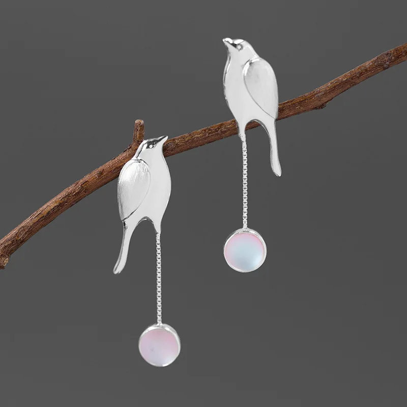 INATURE Nightbird 925 Sterling Sølv Smykker, Mode Personlighed Crystal Månen og Fugl Kvast Øreringe Til Kvinder Gave