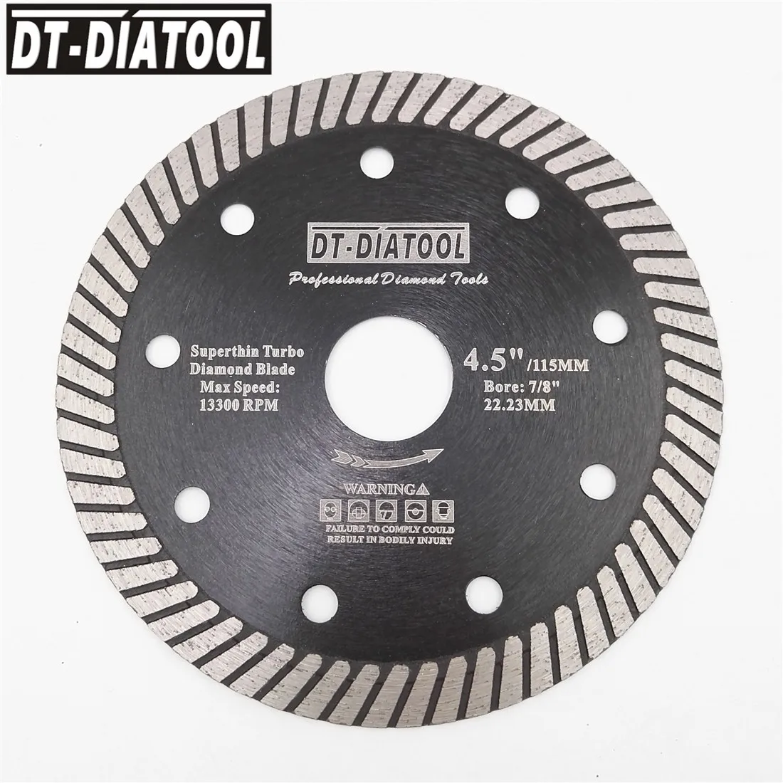 DT-DIATOOL 10stk Diameter 115mm/4.5 Tommer Diamant varmpressede Super Tynd Turbo savklinger Keramiske/fliser Marmor, Granit svinghjul