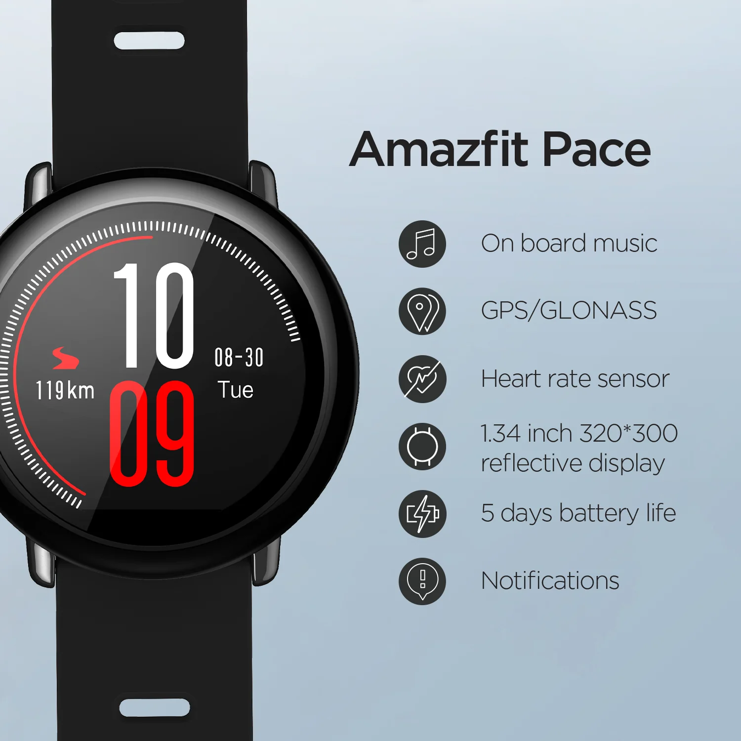 Original Amazfit Tempo Smartwatch Amazfit Smart Ur Bluetooth-Anmeldelse af GPS-Oplysninger Tryk pulsmåler til Android