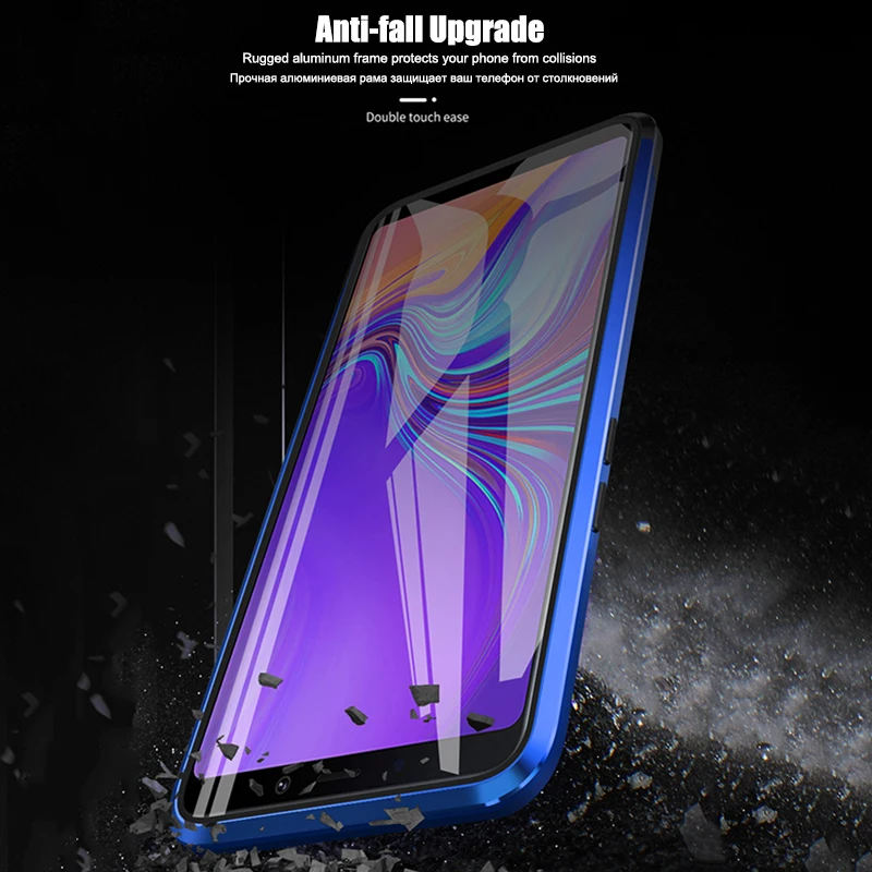 360 Metal Magnetisk Cover Til Samung Galaxy S8 S9 Plus Note 8 9 A10, A20 A30 A50-M10-M20 M30 A7 A8 Plus 2018 A9-Tv Med Glas Låg